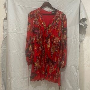 The kooples red floral mini dress size 2